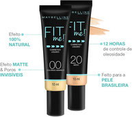  Corretivo Líquido Maybelline NY Efeito Matificador Fit Me 10 Claro, 10ml